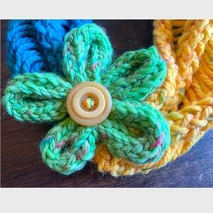 Knit Infinity Scarf with Flower